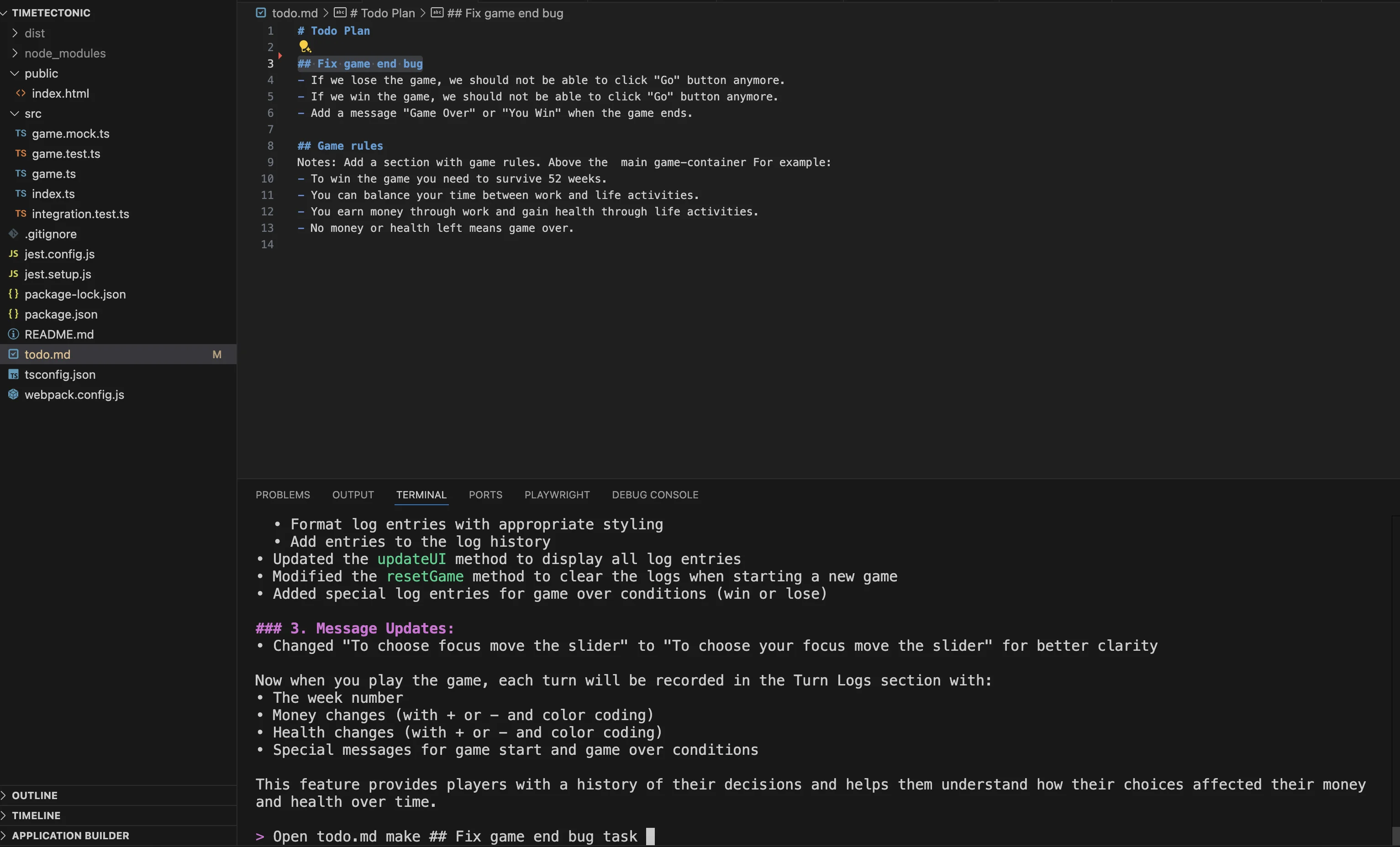 Asking Q to use the TODO file