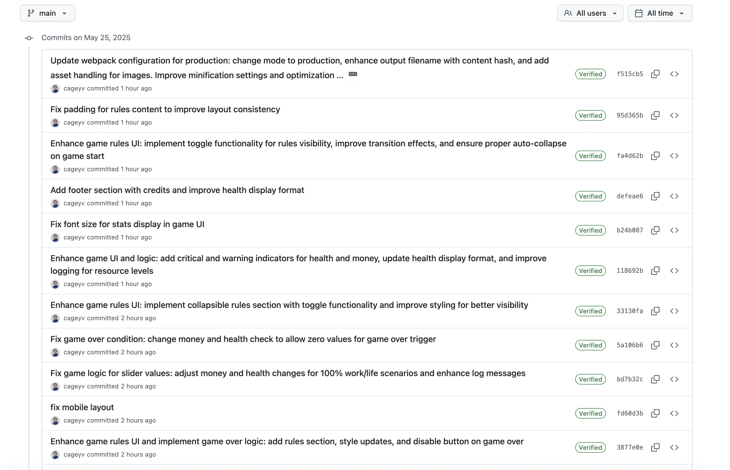 GitHub commits from AI
